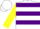 Silk - White and purple hoops, yellow sleeves