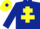 Silk - Dark blue, yellow cross of lorraine, yellow cap, dark blue diamond