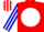 Silk - Red, white ball, blue 'c', blue sleeves, white stripes