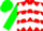 Silk - Red and white diamonds, white chevrons on green sleeves, green cap