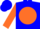 Silk - Blue, blue 'pr' on orange ball, orange sleeves, blue cap