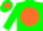 Silk - Green, green 'pm' inside orange ball
