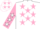 Silk - White, pink stars, pink sleeves, white stars and cap