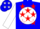 Silk - Blue, red state of texas on white ball, red stars on white sleeves