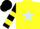 Silk - Yellow, light blue star, black and yellow hooped sleeves, black cap