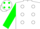 Silk - White,green dots,white dots on green sleeves