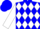 Silk - Blue, white diamonds connected on back and sleeves, white cuffs