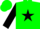Silk - Green, gray 'gl' in black star, black sleeves with green band