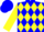 Silk - Blue, 'hjh' inside yellow diamonds on front and back, yellow sleeves