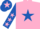 Silk - Pink, royal blue star, royal blue sleeves, pink stars, royal blue cap, pink star