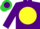 Silk - Purple, 'lll' inside yellow ball on front, lime green cactus and purple 'f' inside yellow ball on back