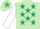 Silk - Light green, dark green stars, white sleeves, light green cap, emerald green star