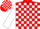 Silk - Red, white circled 'hd', white blocks on slvs