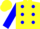 Silk - Yellow, blue dots,blue cuffs on sleeves