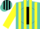 Silk - Turquoise, yellow stripes, yellow 'e's' and turquoise 'j' on black ball, yellow stripes on sleeves