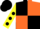 Silk - Black and Orange (quartered), Yellow sleeves, Black spots