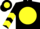 Silk - Black, yellow ball 'playing card' emblem, yellow chevrons on sleeves