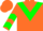 Silk - Orange, green triangular panel, green chevrons on sleeves