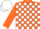 Silk - Orange and white blocks, orange and white cap