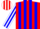 Silk - Red, white and blue stripes, red and blue 'j & g' on back