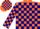 Silk - Orange, navy blue blocks
