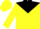 Silk - Yellow, black yoke, black 'g' inside black horseshoe, black hoops on yellow sleeves