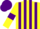Silk - Yellow and Purple stripes, Yellow sleeves, Purple armlets, Purple cap