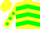 Silk - Yellow, orange & green chevrons, orange & green dots on slvs