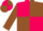 Silk - Hot pink and brown quarters, hot pink and brown 'w', hot pink bars on brown sleeves