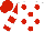 Silk - White, red dots, white bars on red sleeves, red cap