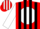 Silk - Red, red 'c' on white ball, black stripes on white sleeves