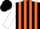 Silk - Black & orange vertical stripes, white sleeves, orange hoops
