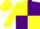 Silk - Yellow and purple quarters, yellow and purple 'mt',  yellow sleeves, yellow cap