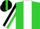 Silk - Lime green,black circled emblem on back,black and white block stripe