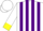 Silk - White, purple vertical stripes, yellow cuffs on white sleeves