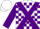 Silk - White, purple cross sashes, black and purple blocks on sleeves, white cap