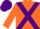 Silk - Orange, purple cross sashes, purple cap