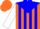 Silk - Orange, blue yoke, blue stripes on white sleeves, orange cap