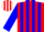 Silk - Red, white circled 'mr', blue stripes on sleeves