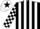 Silk - Black and white stripes, black and white checked sleeves, white cap, black star