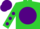 Silk - Lime, lime 'f' on purple ball, purple dots on sleeves, purple cap