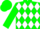 Silk - Green and white diamonds, white diamonds on green sleeves