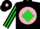 Silk - Aqua, black 'n/j' on pink ball, lime diamond stripe on sleeves
