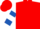 Silk - Red, white 'b' on royal blue block, royal blue bars on sleeves