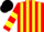 Silk - Red and Yellow stripes, hooped sleeves, Black cap