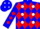 Silk - Blue, white dots inside red diamonds