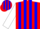 Silk - Red and white stripes, blue horseshoe 'j&g' on back, red and blue stripes on white sleeves
