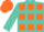 Silk - Turquoise & orange squares, matching cap