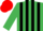 Silk - Emerald green & black stripes, red cap
