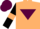 Silk - Beige, maroon inverted triangle, black sleeves, beige armlets, maroon cap